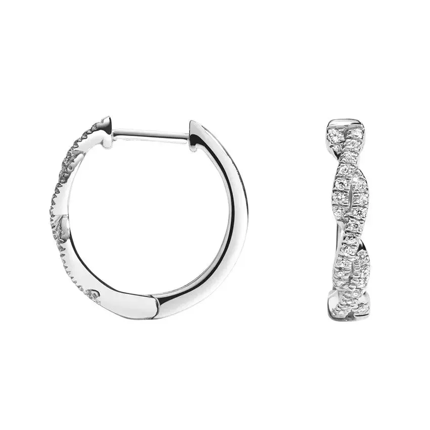 0.16CTW Twisted Diamond Hoop Earrings