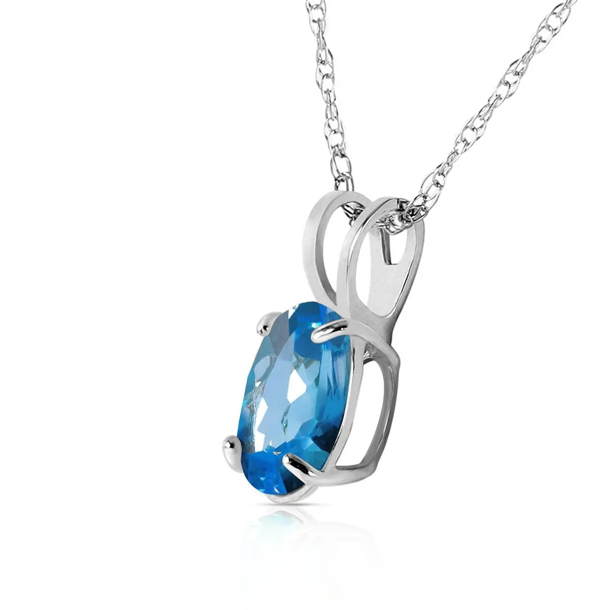 0.85 Carat 14K Solid White Gold Life At Forty Blue Topaz Necklace