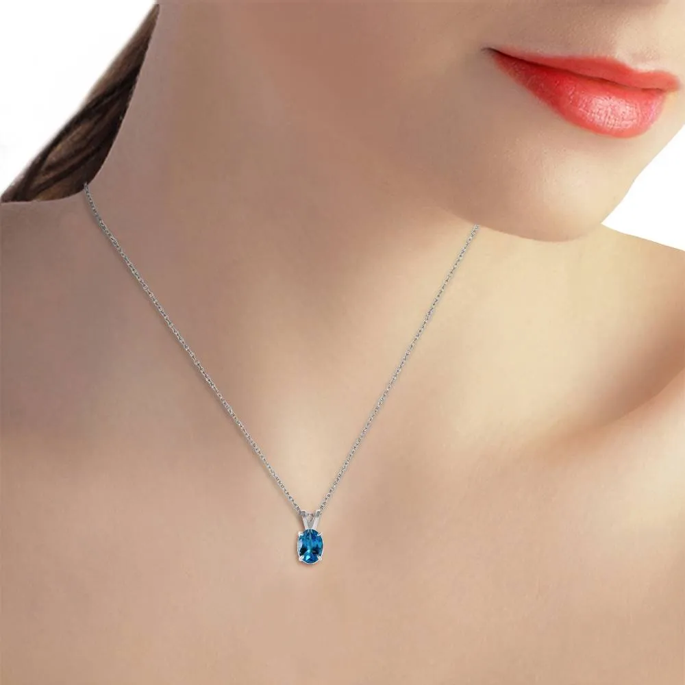 0.85 Carat 14K Solid White Gold Life At Forty Blue Topaz Necklace