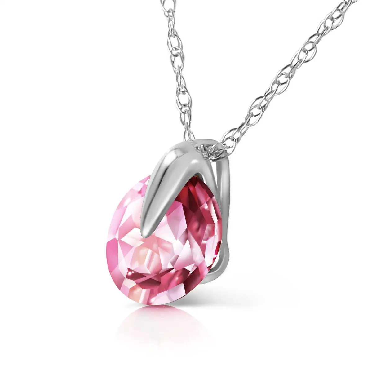 1 Carat 14K Solid White Gold Admitting How Pink Topaz Necklace