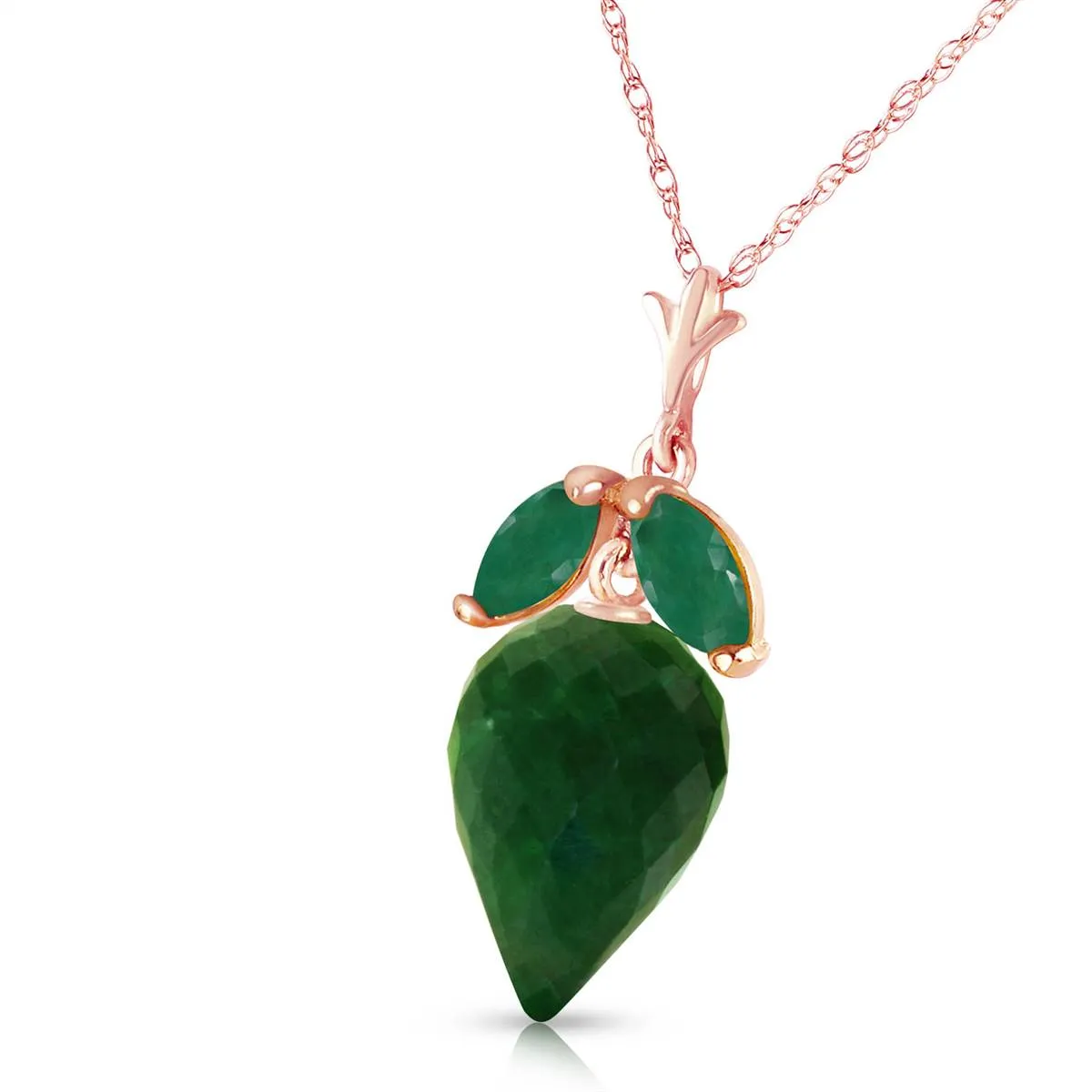 13.4 Carat 14K Solid Rose Gold Desire Emerald Necklace