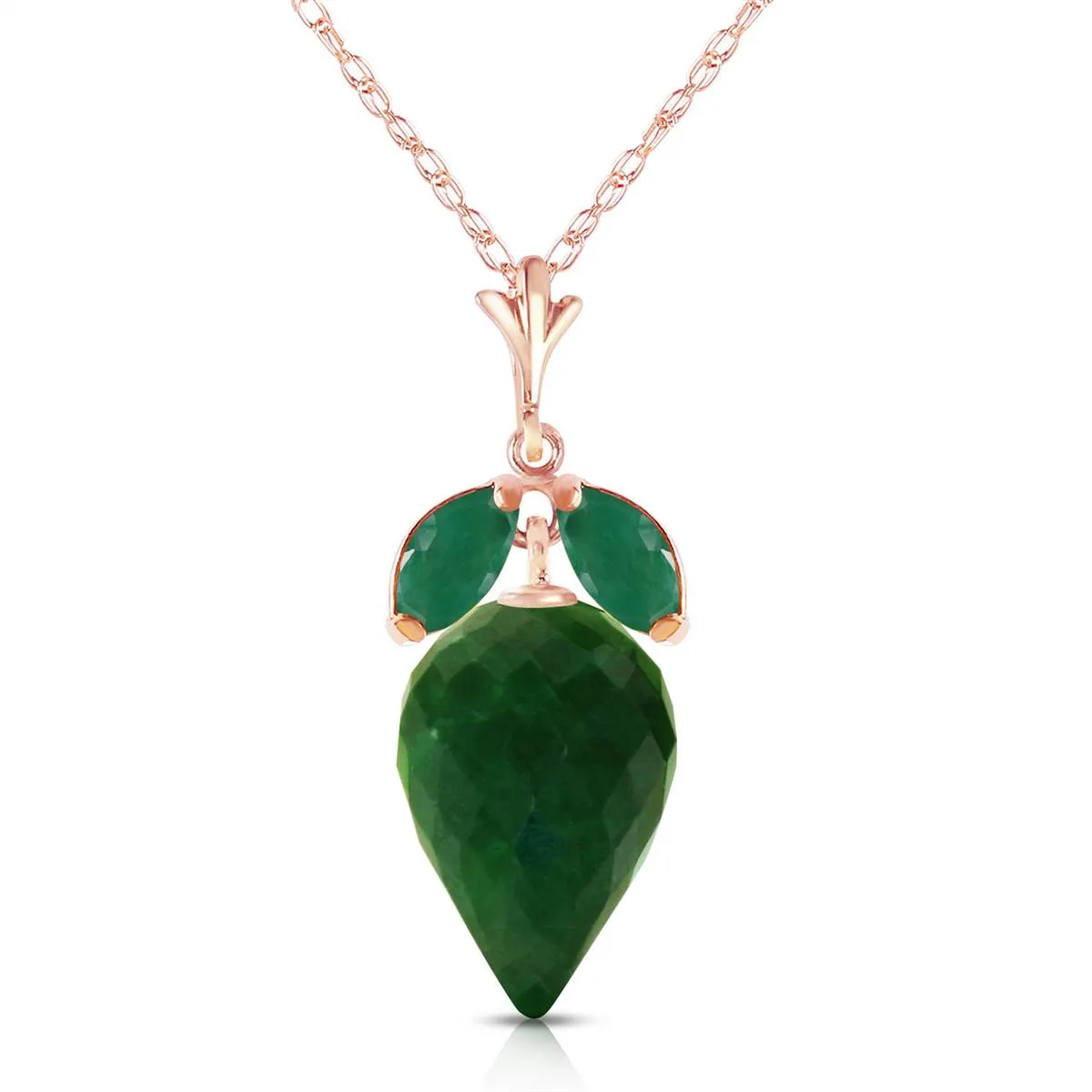 13.4 Carat 14K Solid Rose Gold Desire Emerald Necklace