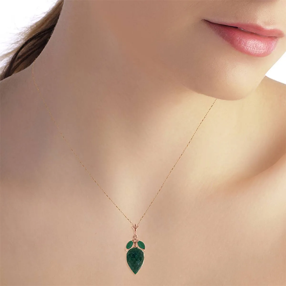 13.4 Carat 14K Solid Rose Gold Desire Emerald Necklace