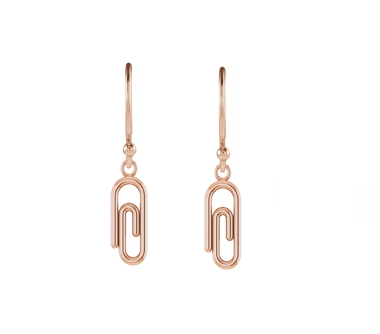 14k Gold Dainty Paperclip Drop Earrings