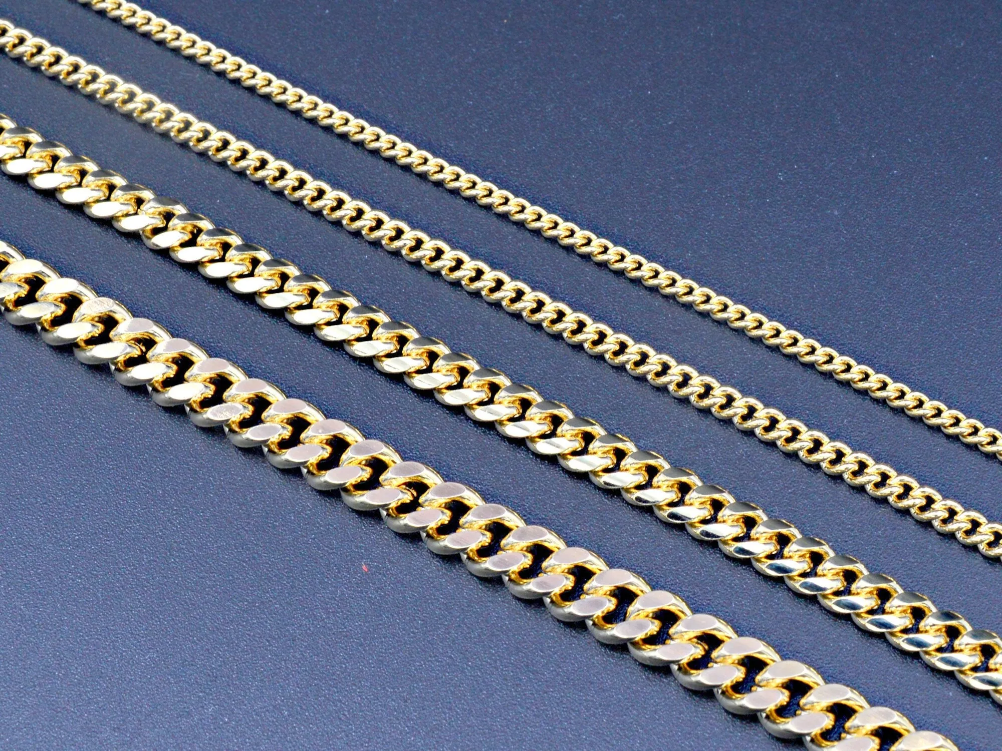 14K Gold Filled Look, Cuban Curb Link Chain Customize necklace Findings for Jewelry Supplies and Wholesale 3FT/PK Sizes 2.2/3/4.8/6mm