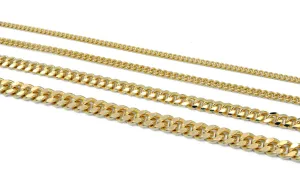 14K Gold Filled Look, Cuban Curb Link Chain Customize necklace Findings for Jewelry Supplies and Wholesale 3FT/PK Sizes 2.2/3/4.8/6mm