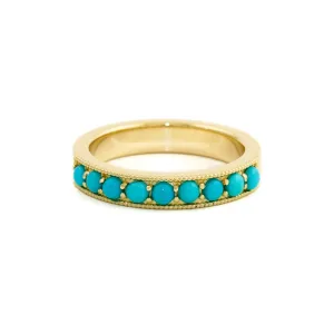 14K Gold Sleeping Beauty Turquoise Channel Band