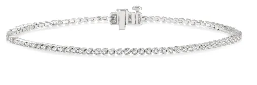 14K White Gold Tri-Prong Round Cut Diamond Bracelet, 1.0Carat TW