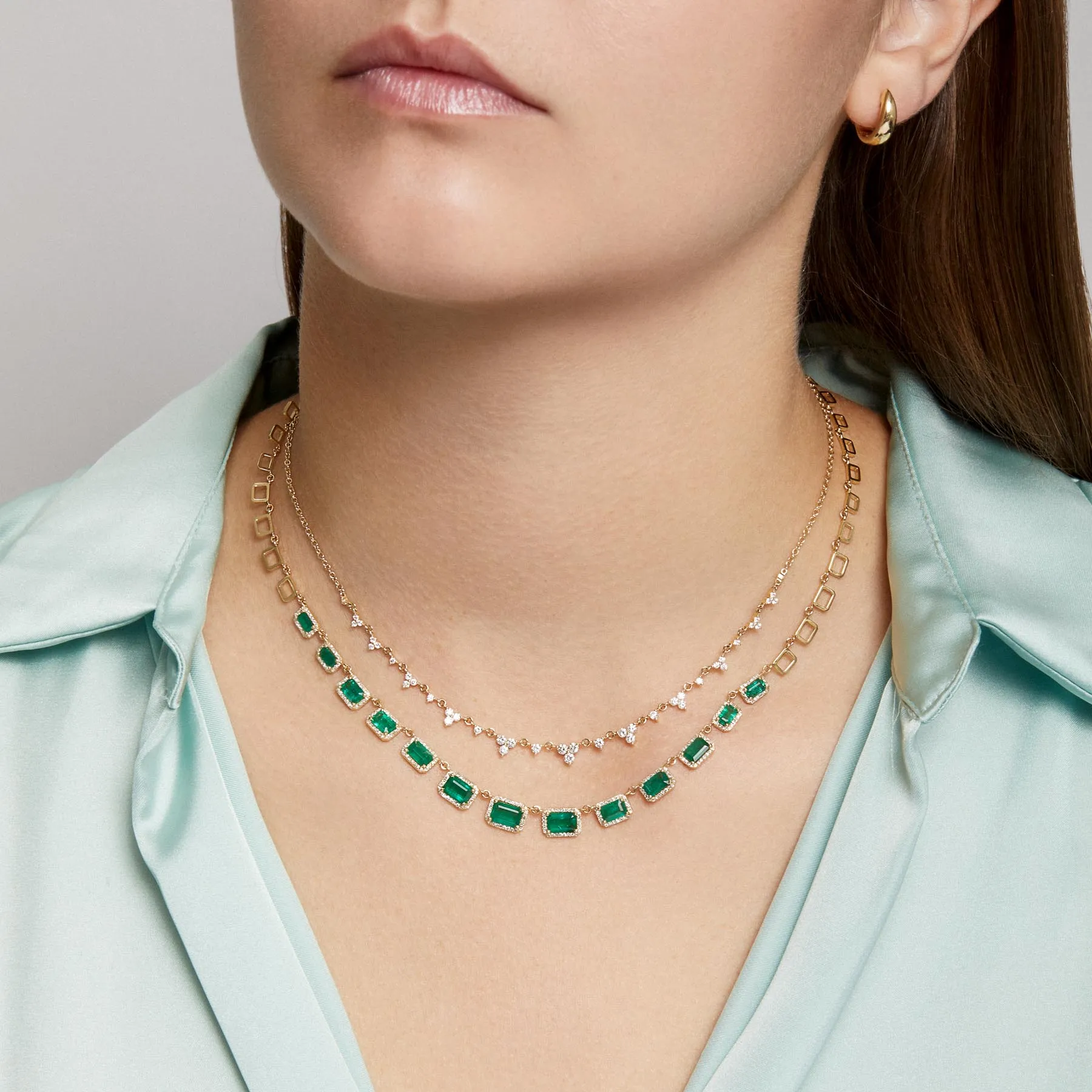 14KT Yellow Gold Emerald Diamond Imelda Necklace