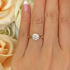 1.5 ct 6 Prong Solitaire Ring - 10k Solid Yellow Gold, Sz 9