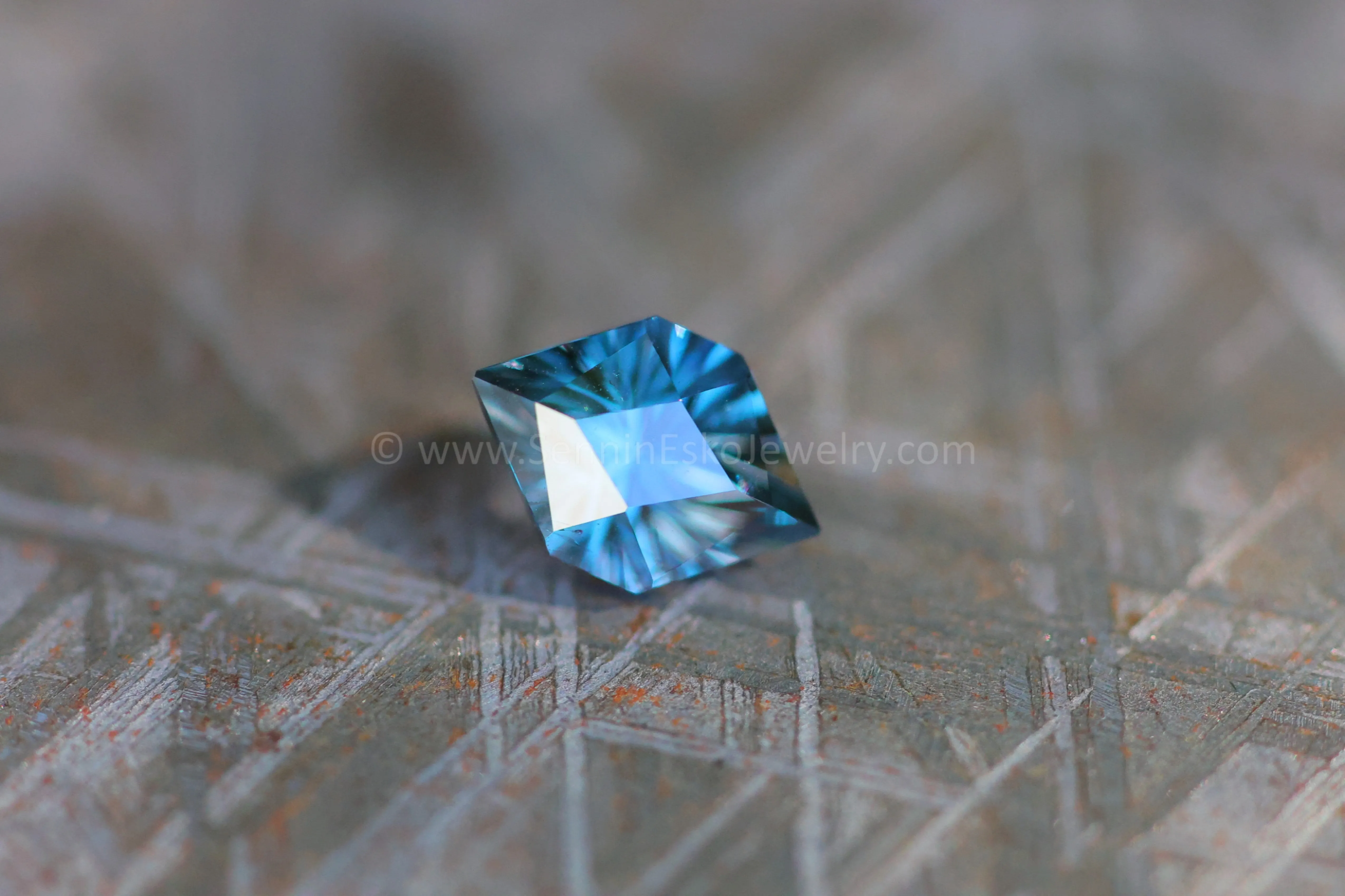 1.5ct Blue/Green & Gray Umba Sapphire Hexagon - 8.3x5.7mm - Fantasy Cut