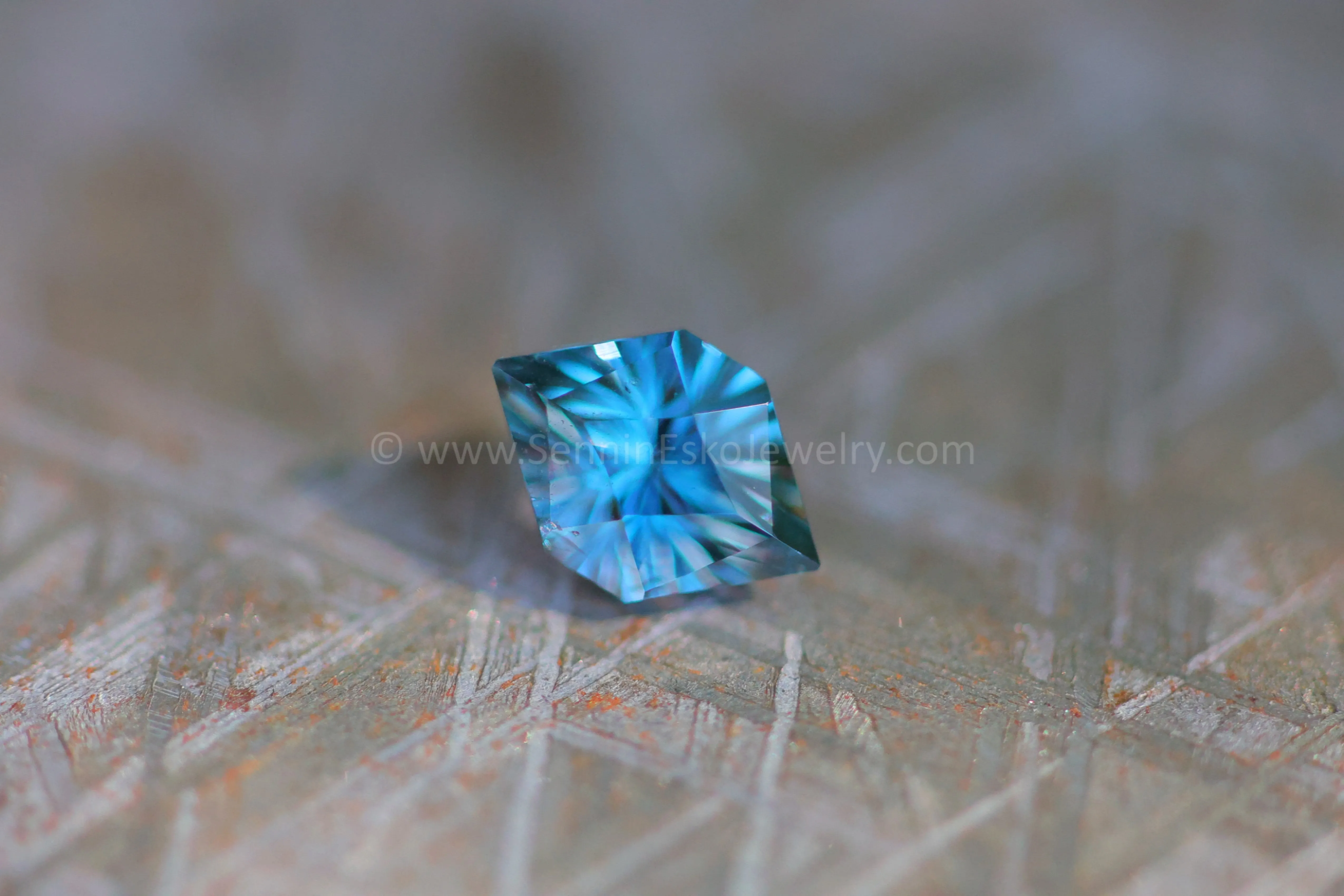 1.5ct Blue/Green & Gray Umba Sapphire Hexagon - 8.3x5.7mm - Fantasy Cut