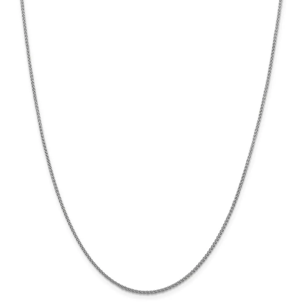 1.5mm 14k White Gold Solid Wheat Chain Necklace