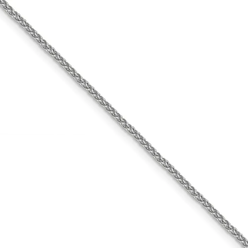 1.5mm 14k White Gold Solid Wheat Chain Necklace