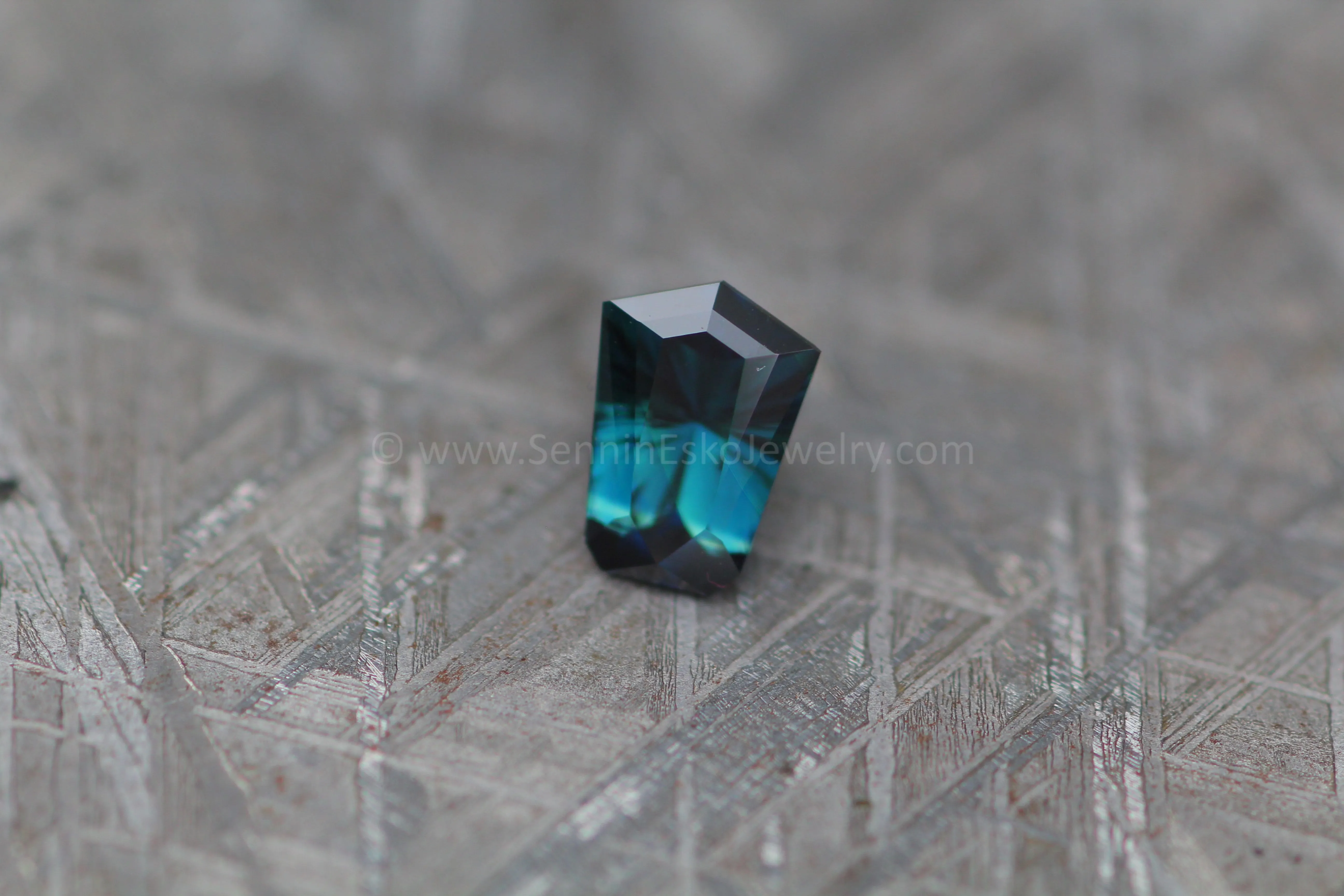 1.68 Carat Inky Green/Blue Kenyan Sapphire Heptagon - 8.2x5.7mm, Fantasy Cut