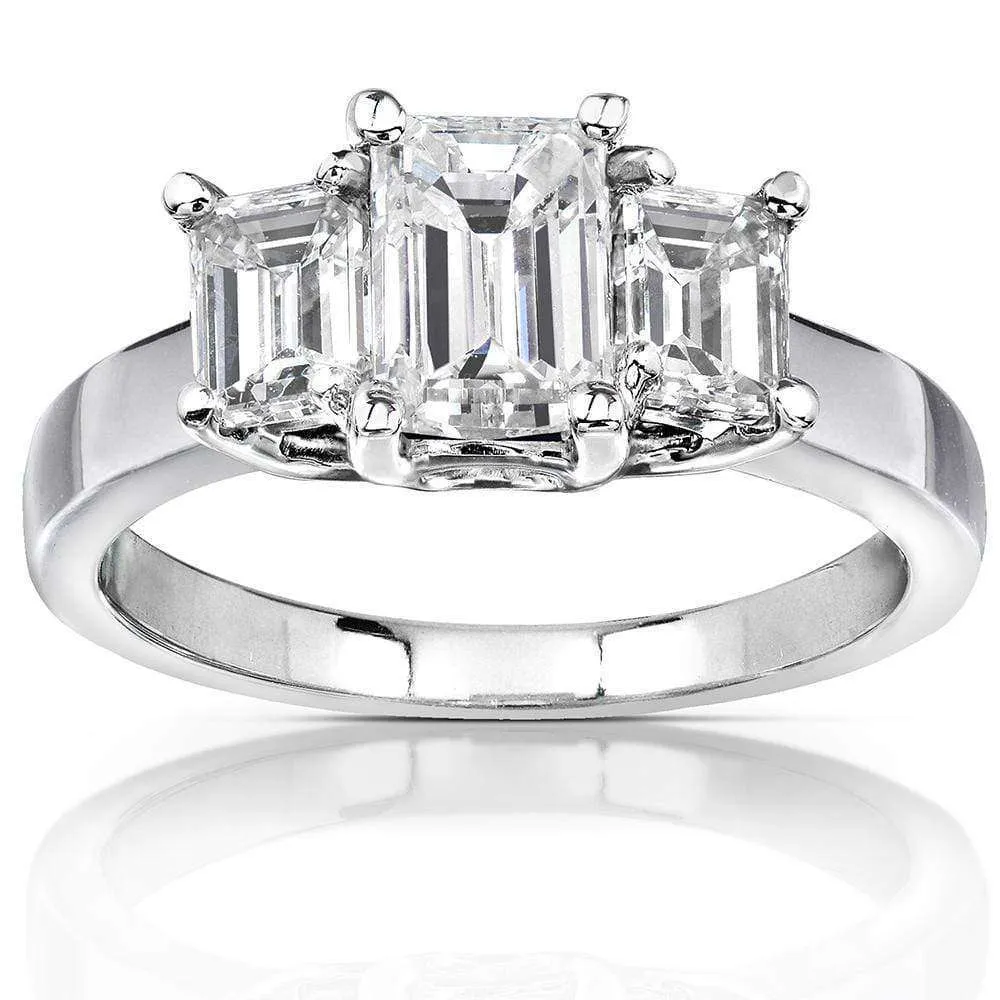 1.75ct Emerald-cut Moissanite 3-Stone