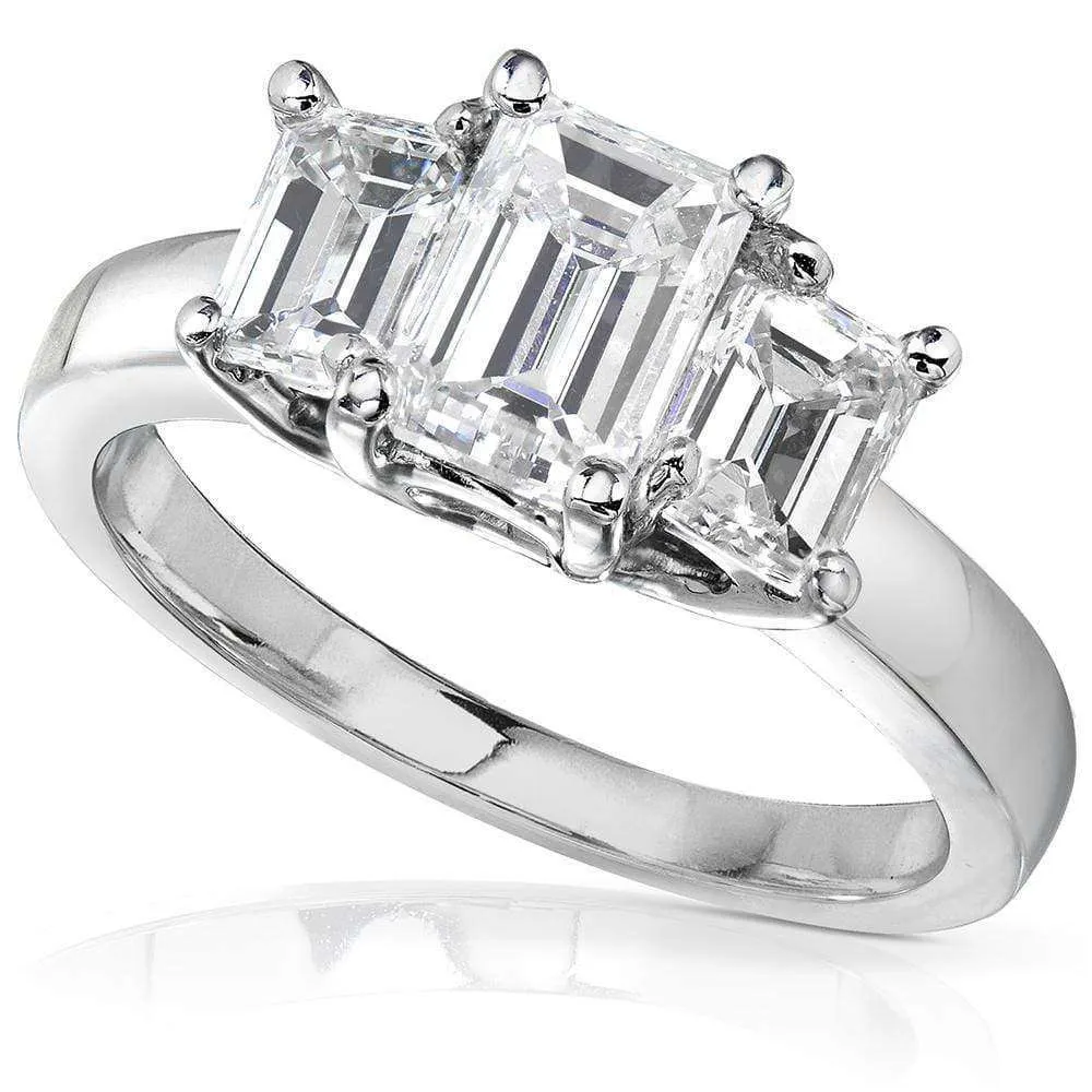 1.75ct Emerald-cut Moissanite 3-Stone