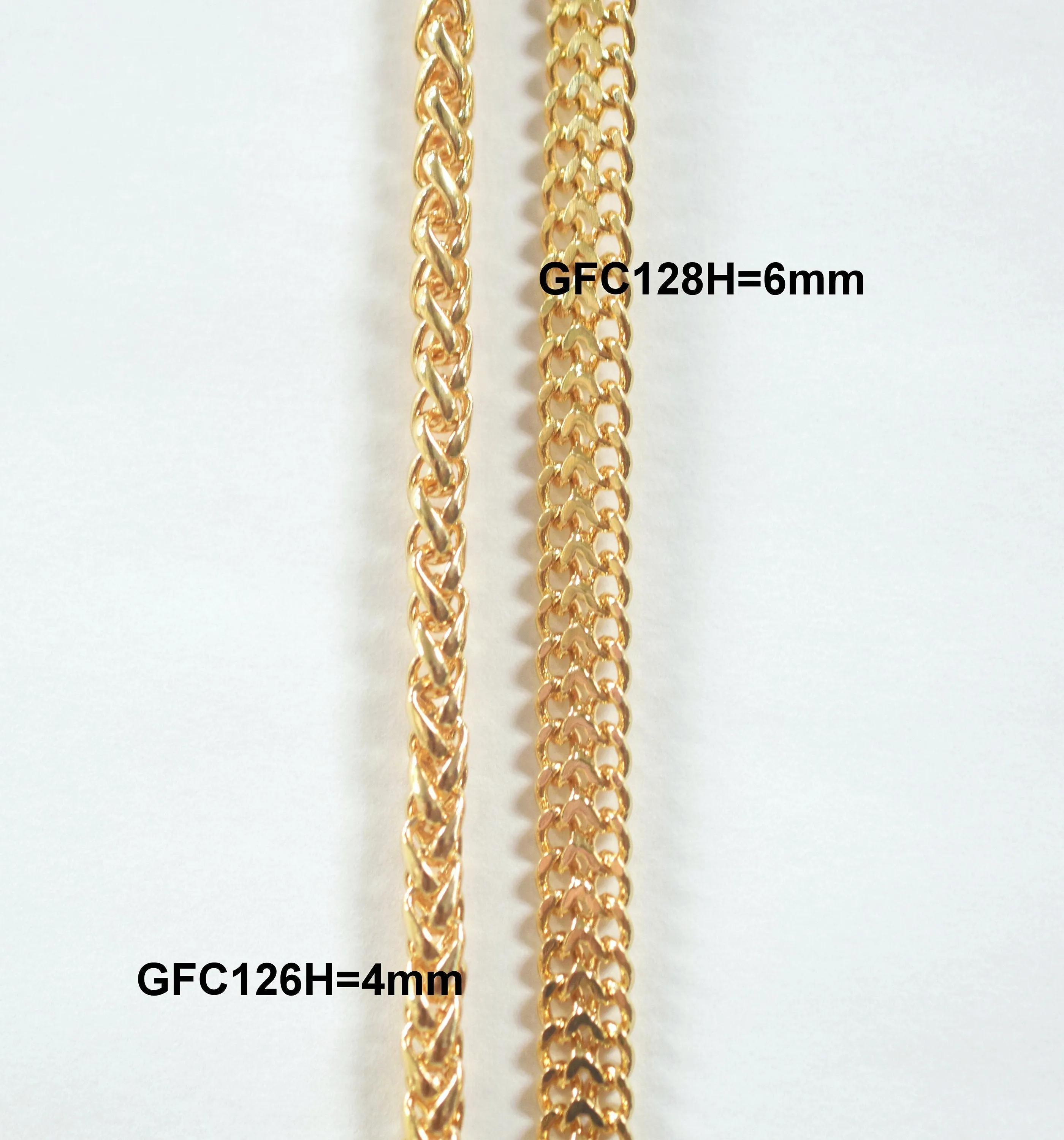 3 feet Gold Filled Look, Long Flat Cable Link Bismarck Cuban Chain Size 6mm, Wheat 4mm Customize necklace chain For Jewelry supplier and wholesale