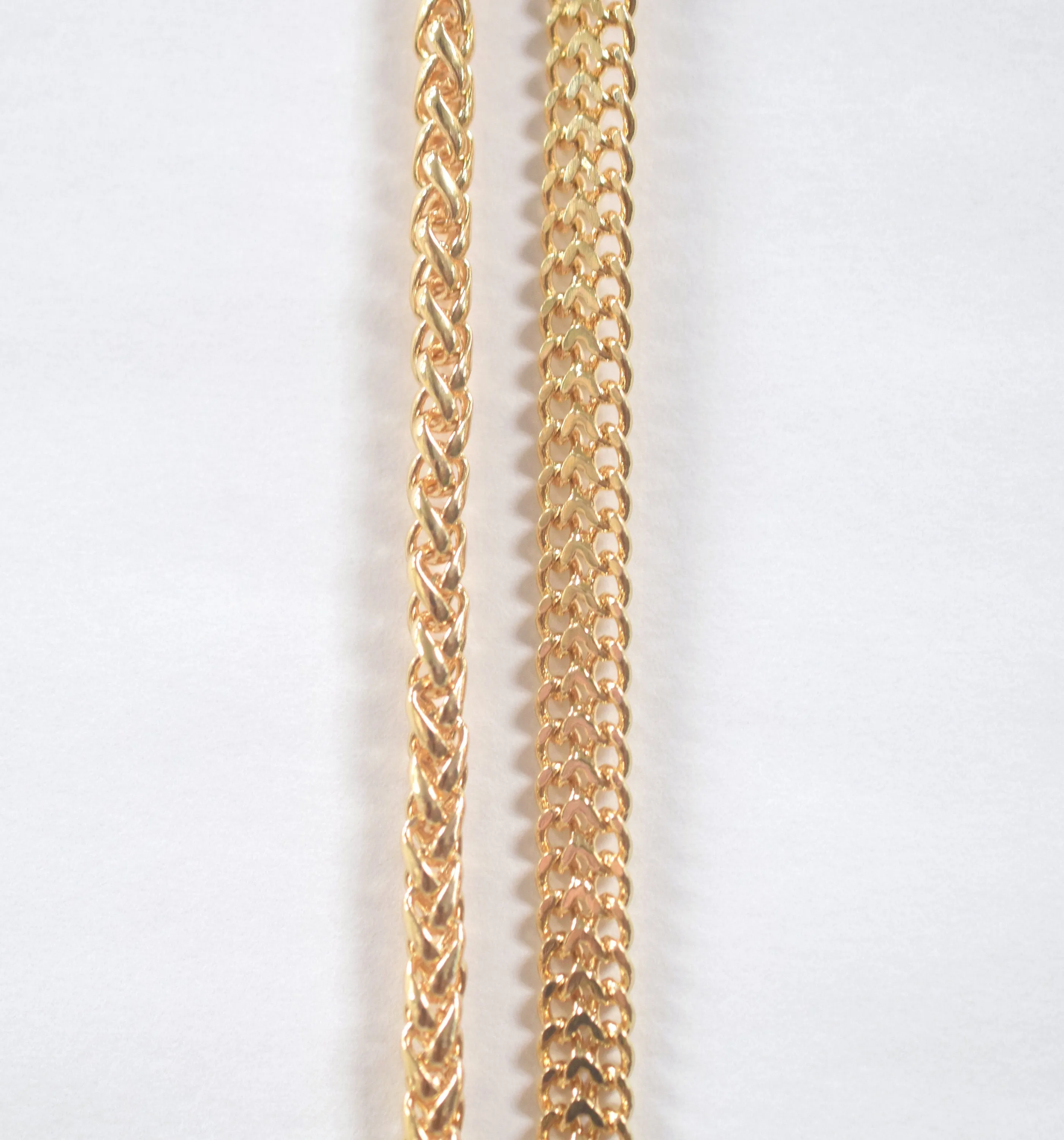 3 feet Gold Filled Look, Long Flat Cable Link Bismarck Cuban Chain Size 6mm, Wheat 4mm Customize necklace chain For Jewelry supplier and wholesale