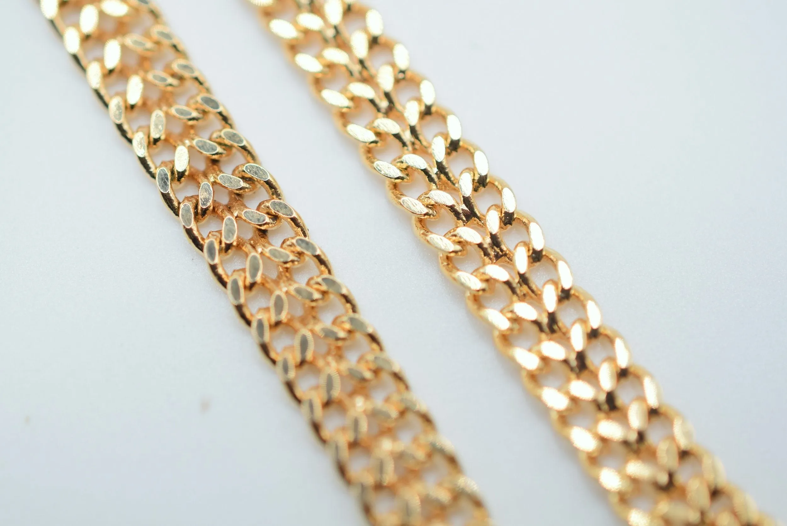 3 feet Gold Filled Look, Long Flat Cable Link Bismarck Cuban Chain Size 6mm, Wheat 4mm Customize necklace chain For Jewelry supplier and wholesale