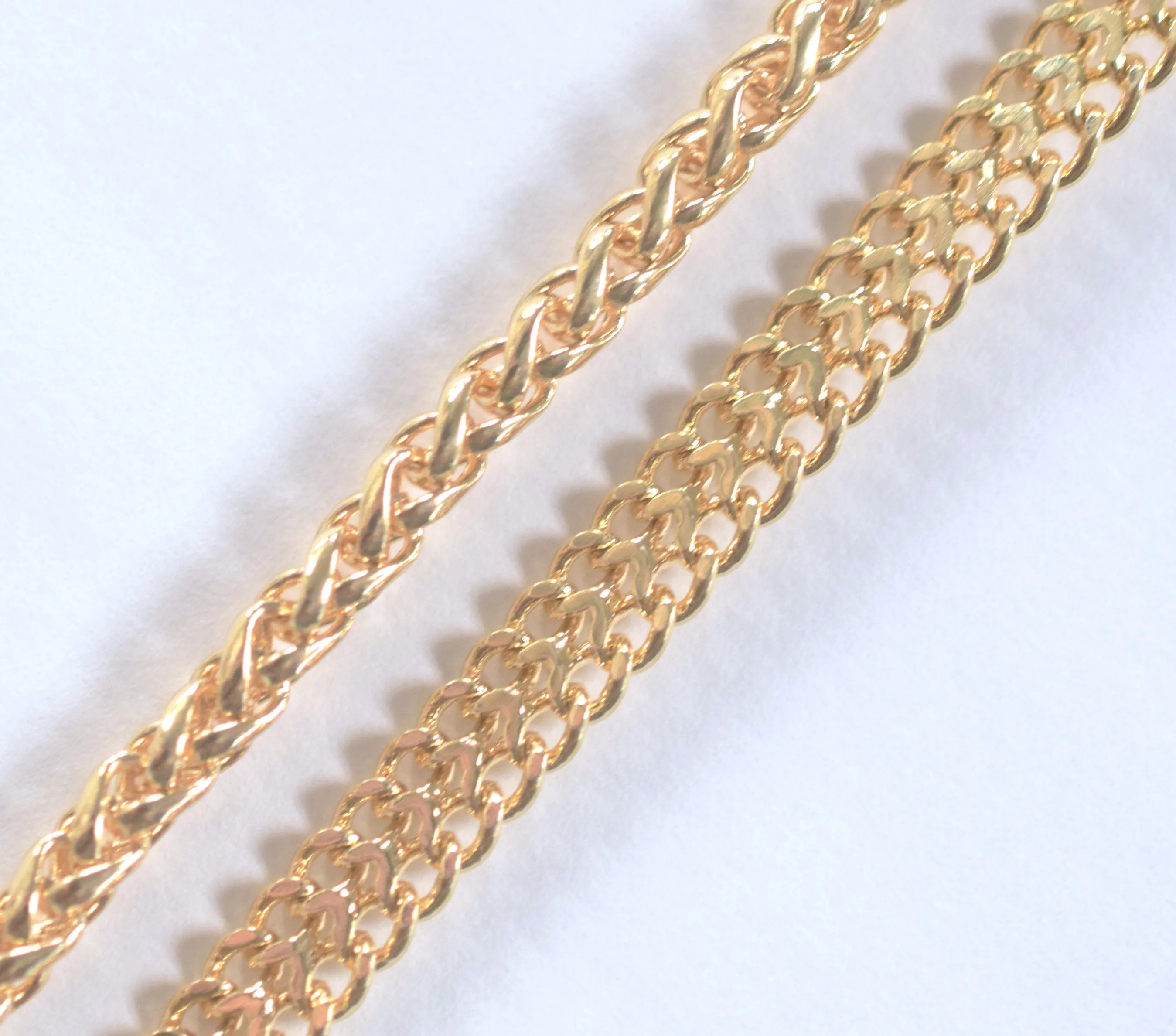 3 feet Gold Filled Look, Long Flat Cable Link Bismarck Cuban Chain Size 6mm, Wheat 4mm Customize necklace chain For Jewelry supplier and wholesale