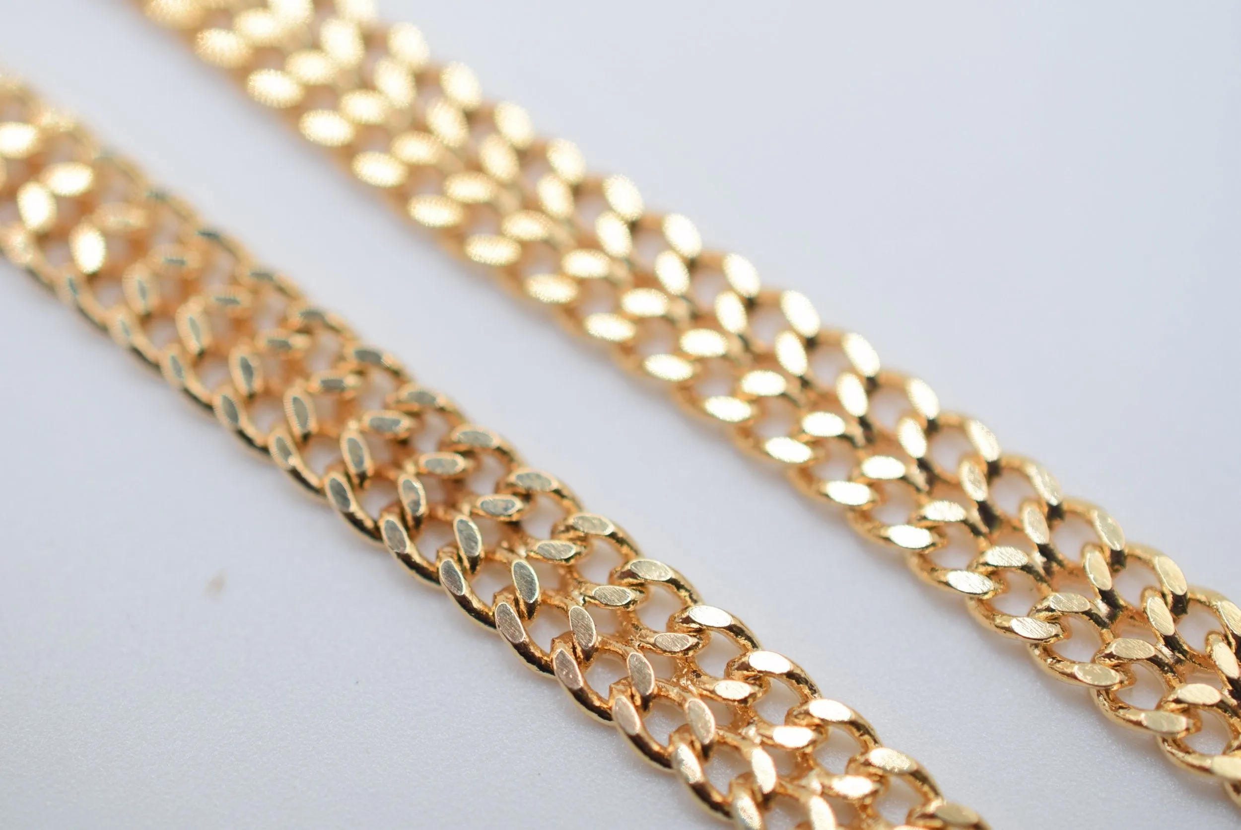 3 feet Gold Filled Look, Long Flat Cable Link Bismarck Cuban Chain Size 6mm, Wheat 4mm Customize necklace chain For Jewelry supplier and wholesale