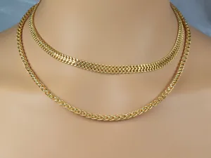 3 feet Gold Filled Look, Long Flat Cable Link Bismarck Cuban Chain Size 6mm, Wheat 4mm Customize necklace chain For Jewelry supplier and wholesale