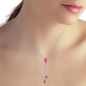 3.75 Carat 14K Solid White Gold Necklace Pink Topaz