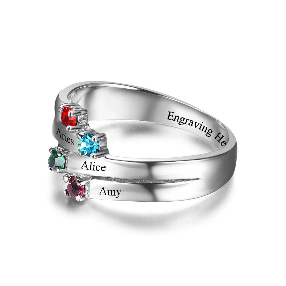 4 Birthstones Engraved Jewelry for Women