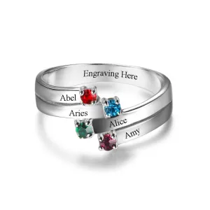 4 Birthstones Engraved Jewelry for Women