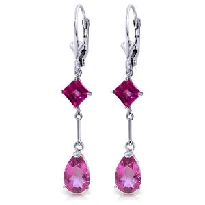 4.95 Carat 14K Solid White Gold Chandelier Earrings Pink Topaz