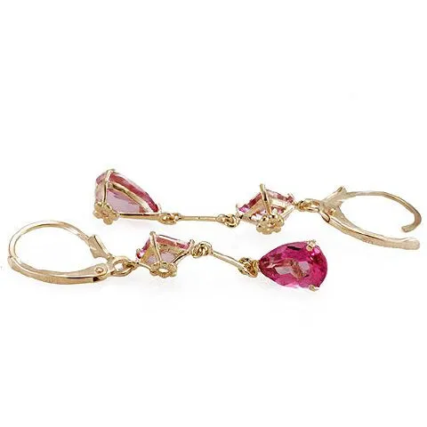 4.95 Carat 14K Solid Yellow Gold Nostalgia Pink Topaz Earrings