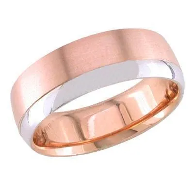 7mm Rose Gold Ring for Men with White Gold Accent