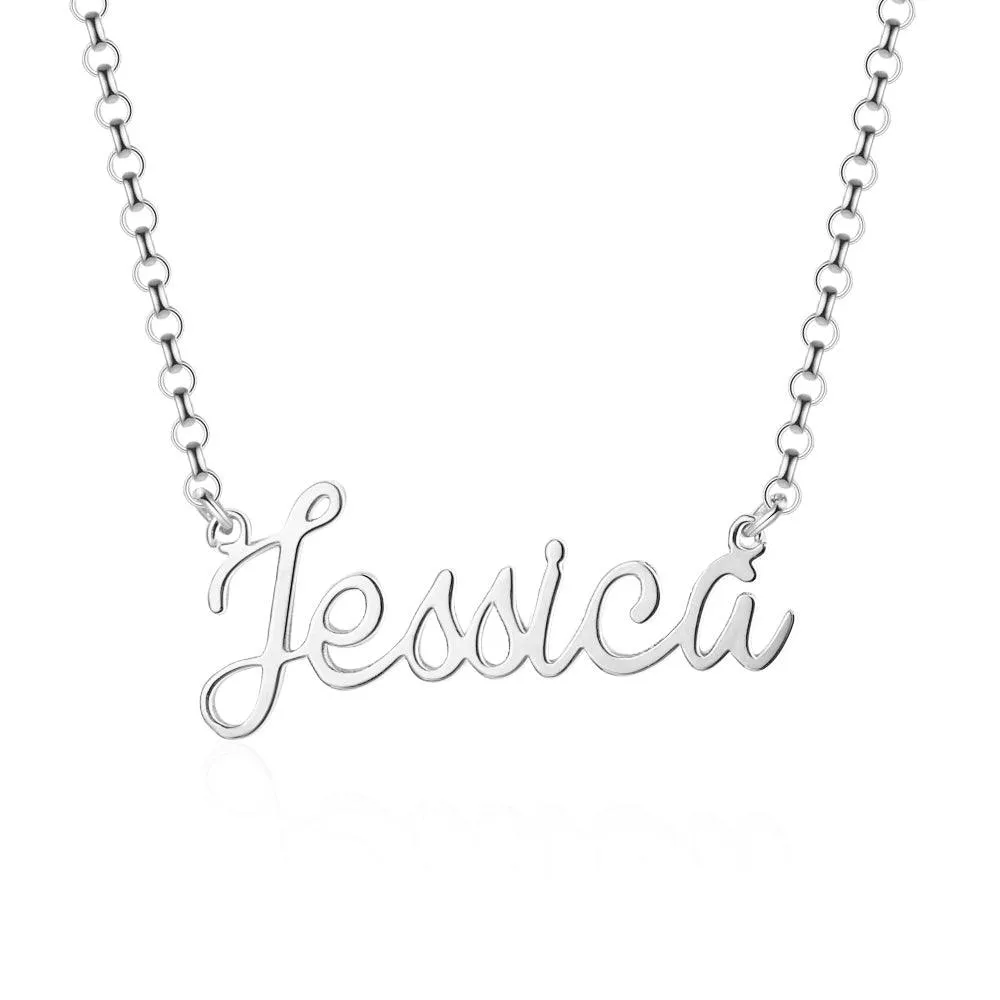 925 Sterling Silver Personalized Custom Nameplate Pendant Necklace