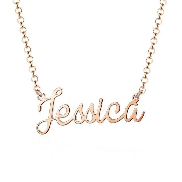 925 Sterling Silver Personalized Custom Nameplate Pendant Necklace