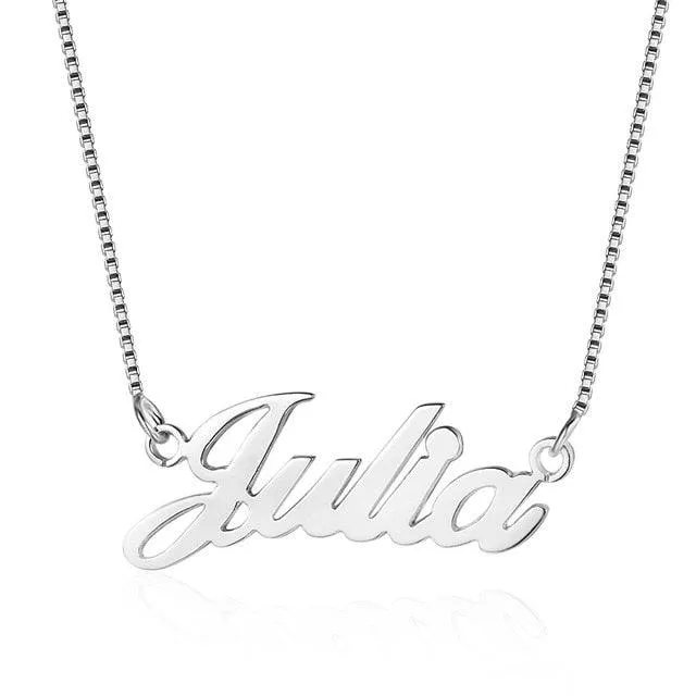 925 Sterling Silver Personalized Custom Nameplate Pendant Necklace