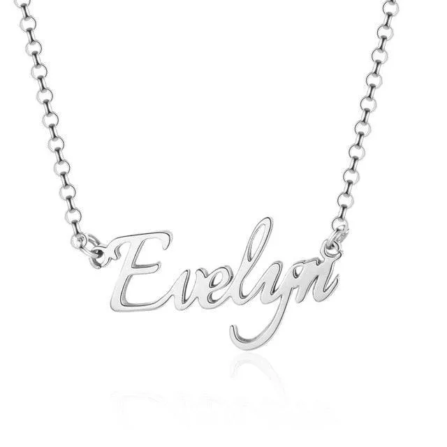 925 Sterling Silver Personalized Custom Nameplate Pendant Necklace