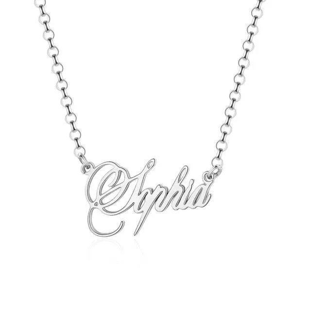 925 Sterling Silver Personalized Custom Nameplate Pendant Necklace