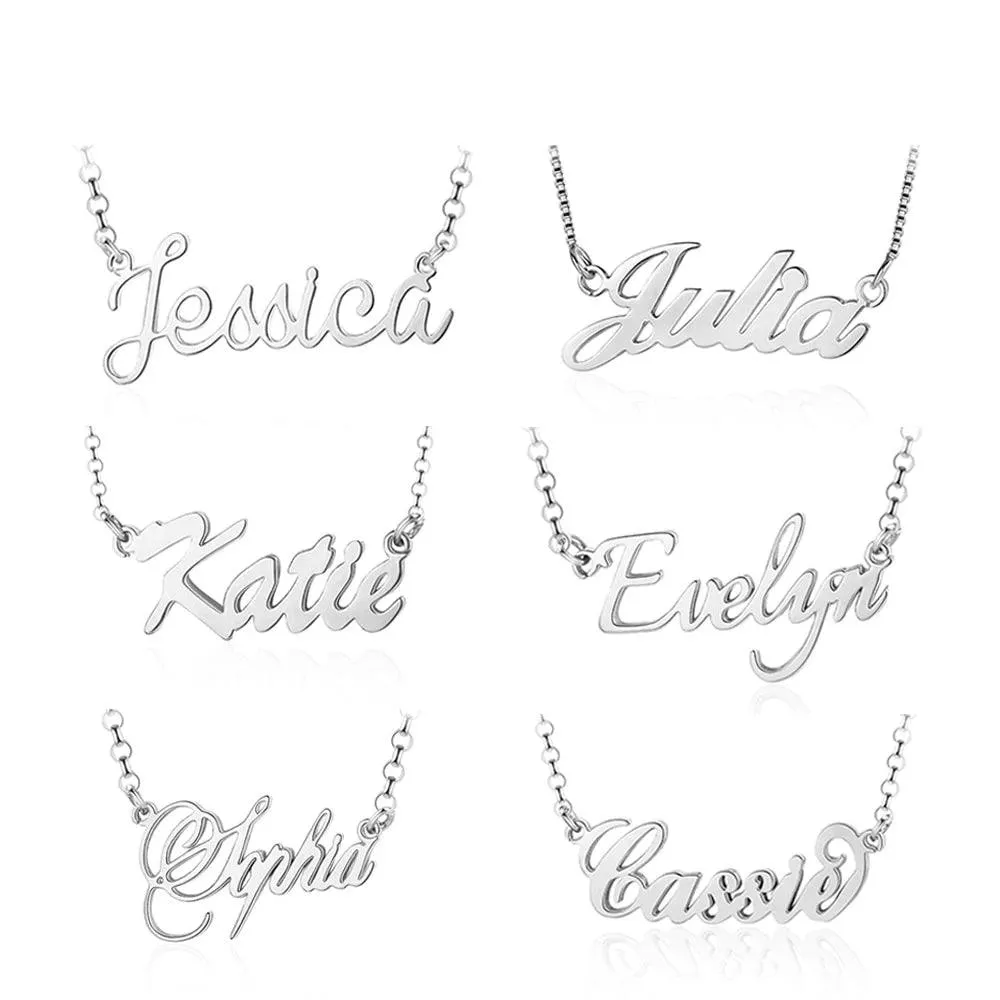 925 Sterling Silver Personalized Custom Nameplate Pendant Necklace