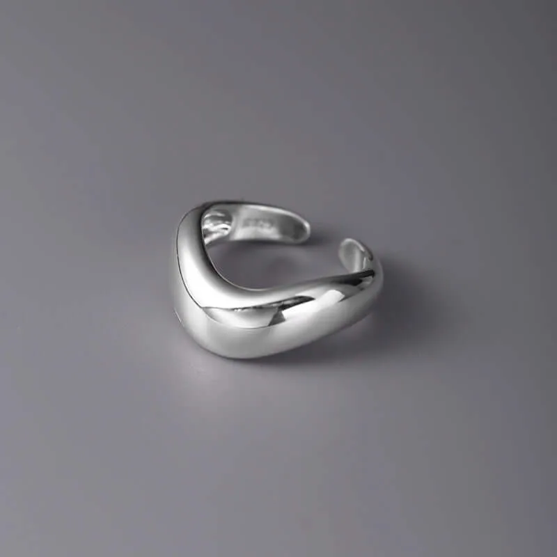 925 Sterling Silver Wave Smooth Plain Ring