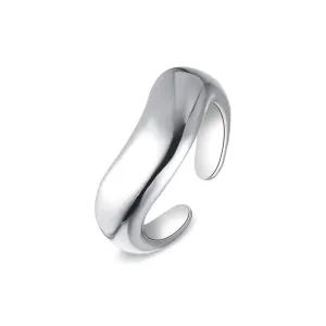 925 Sterling Silver Wave Smooth Plain Ring