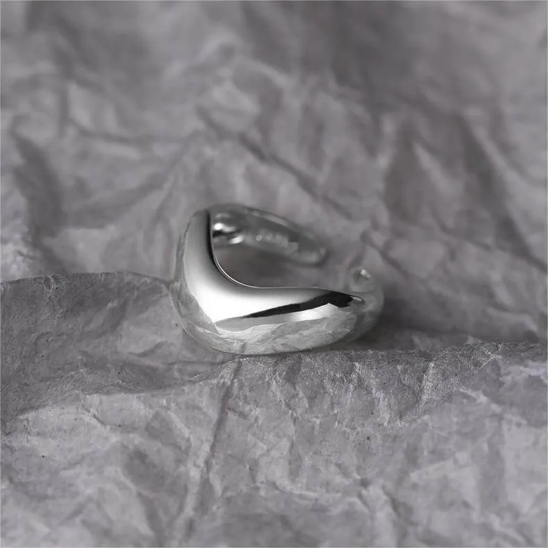 925 Sterling Silver Wave Smooth Plain Ring