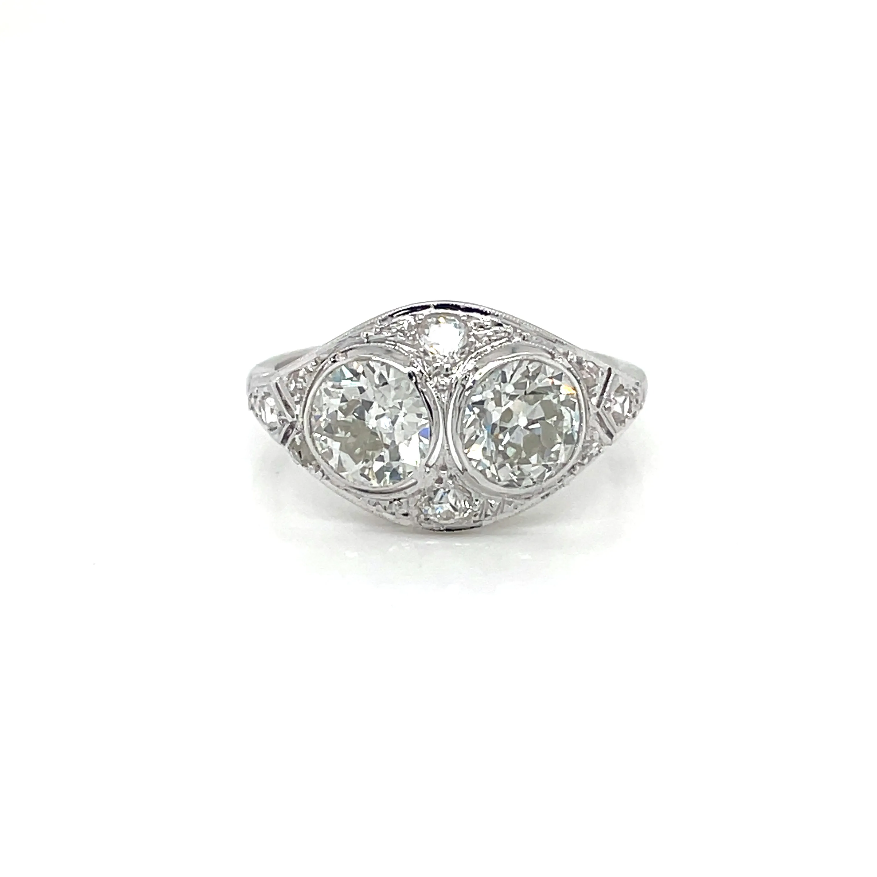 Art Deco 2.45 Carat Diamond Plaque Filigree Ring