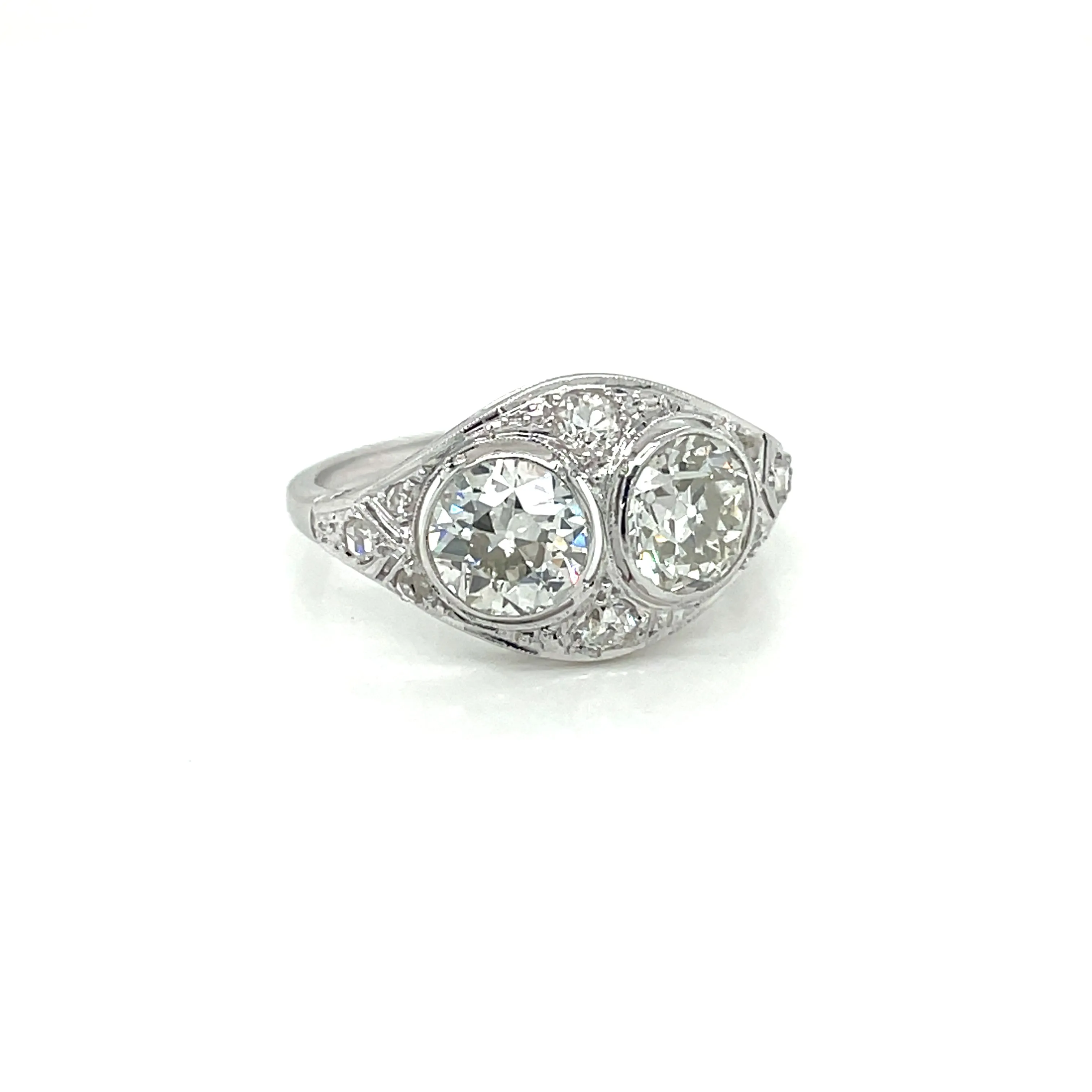 Art Deco 2.45 Carat Diamond Plaque Filigree Ring