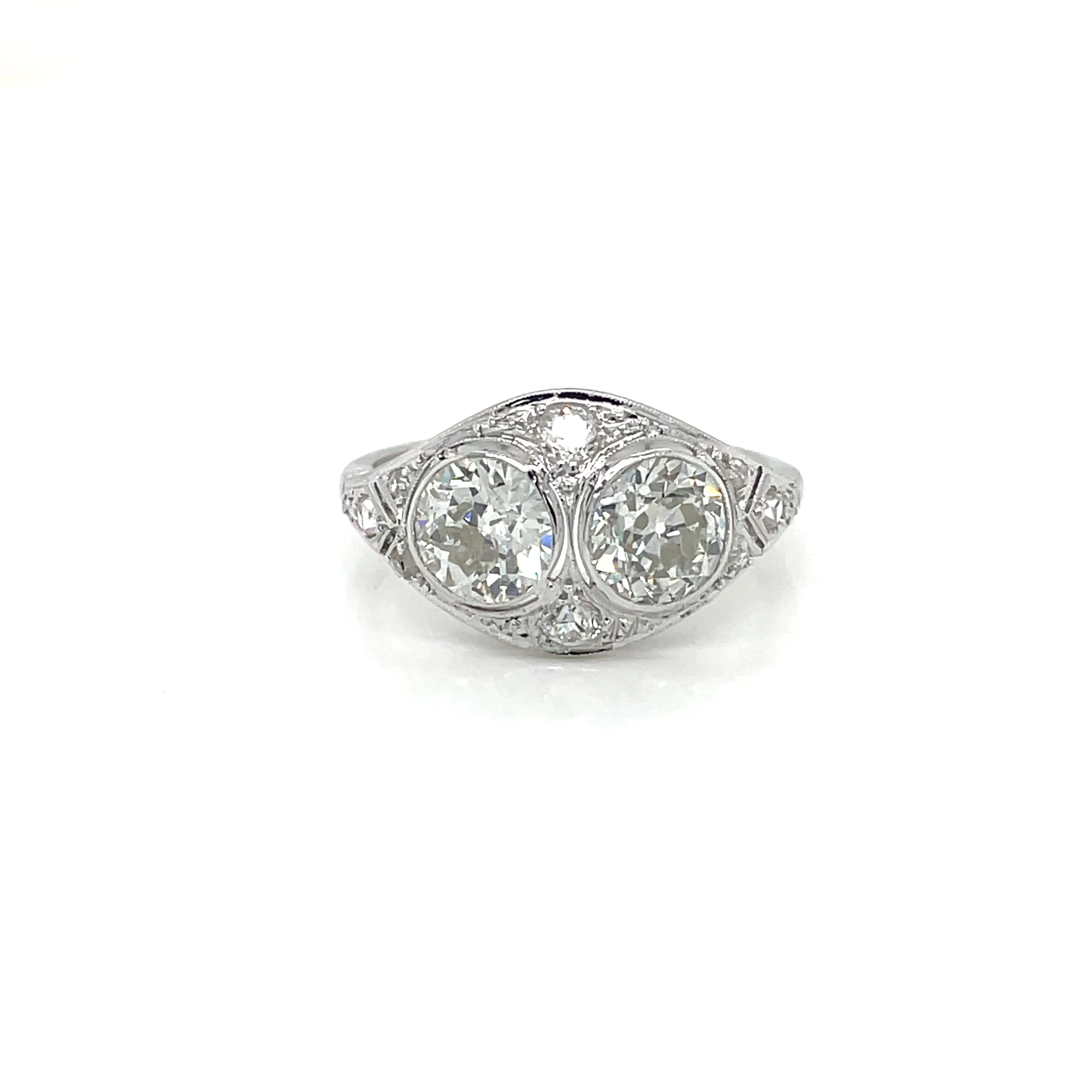 Art Deco 2.45 Carat Diamond Plaque Filigree Ring