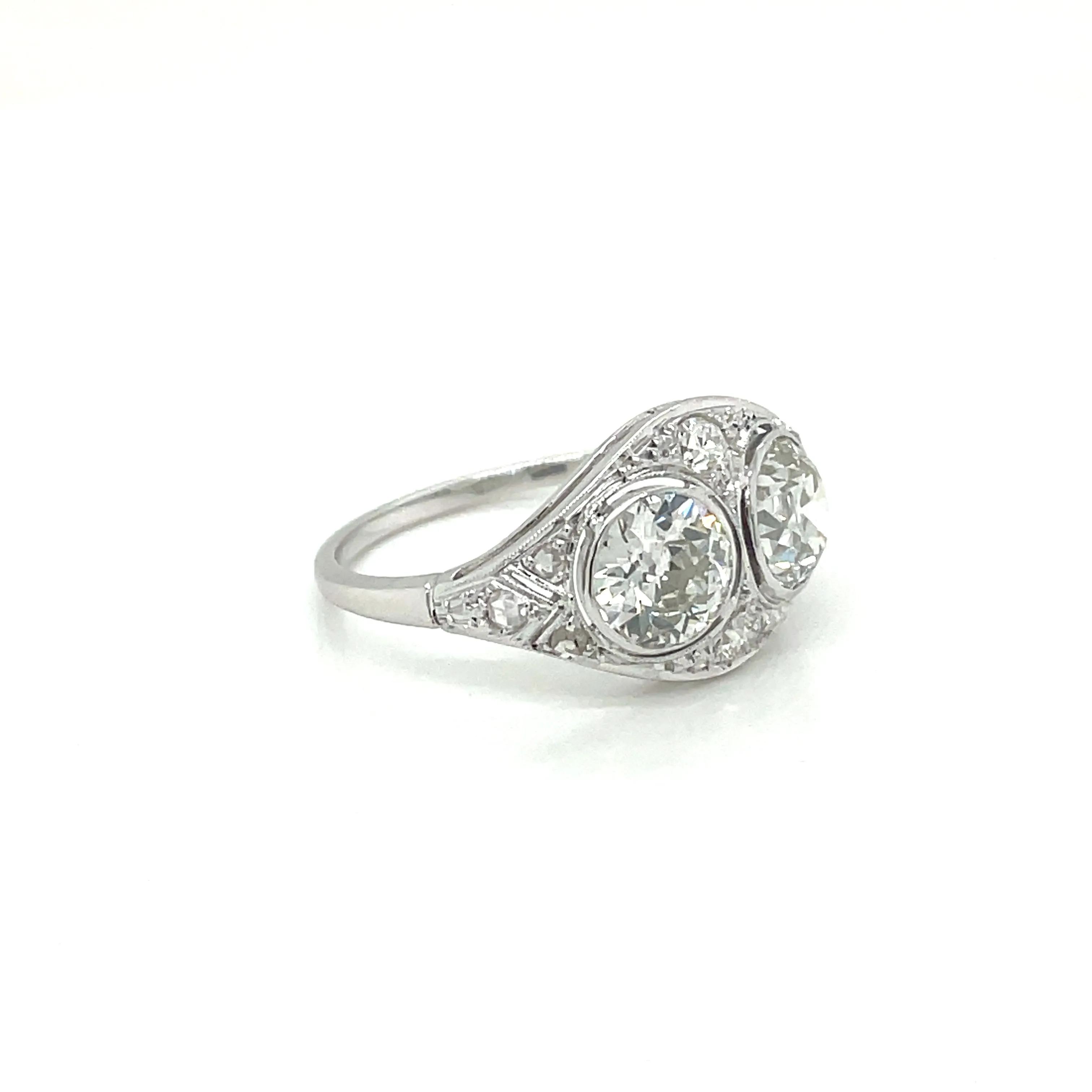 Art Deco 2.45 Carat Diamond Plaque Filigree Ring