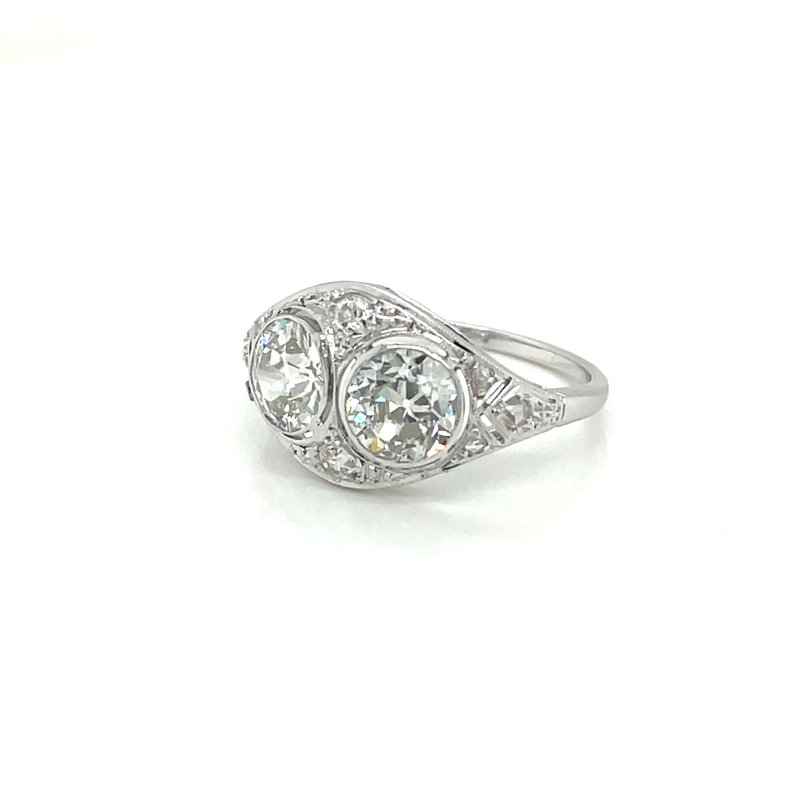 Art Deco 2.45 Carat Diamond Plaque Filigree Ring