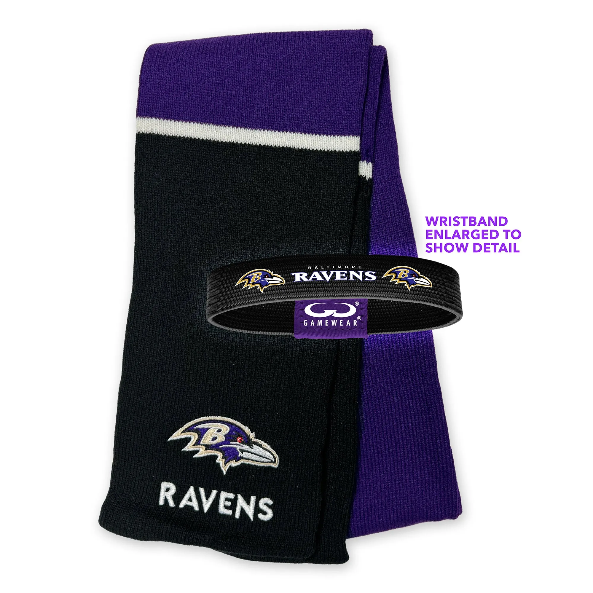 Baltimore Ravens Combo NFL Scarf & Wristband