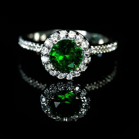 Belle Emerald Green Halo Cocktail Ring | 2.2ct