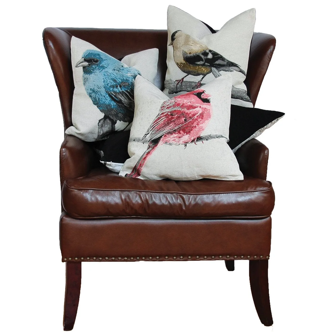 Bird Embroidery Decorative Pillow 18"x18"